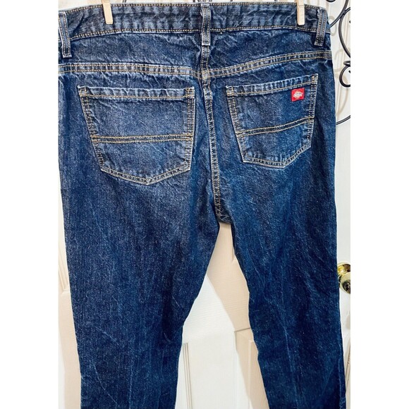 DICKIES Jeans Ladies Sz34 Relaxed Fit Ripped Dark Wash 28in Inseam 38In Outseam - Picture 10 of 11